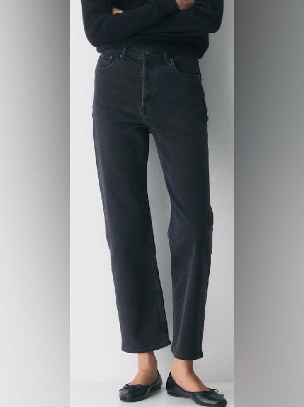 Denim Forum Arlo High-Rise Faded Washed Black Straight 30L Jeans Size 25